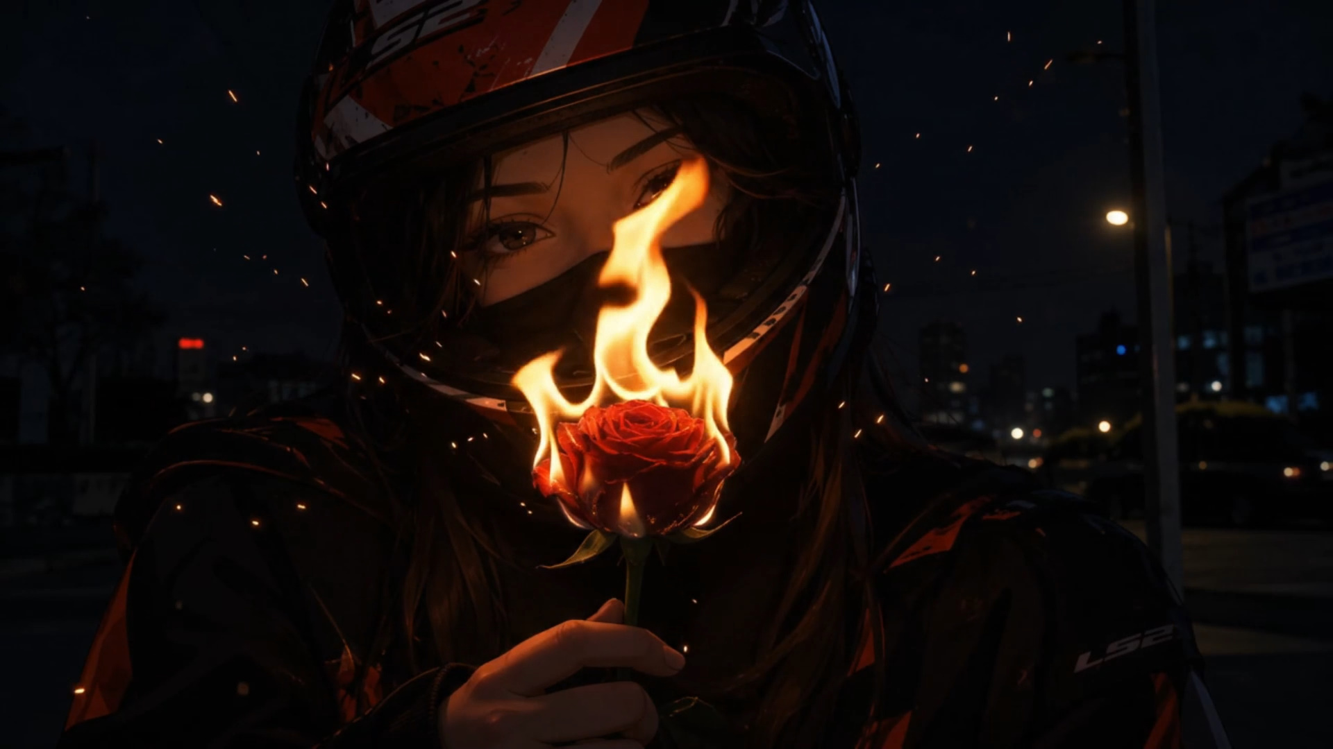 biker-girl-and-burning-rose